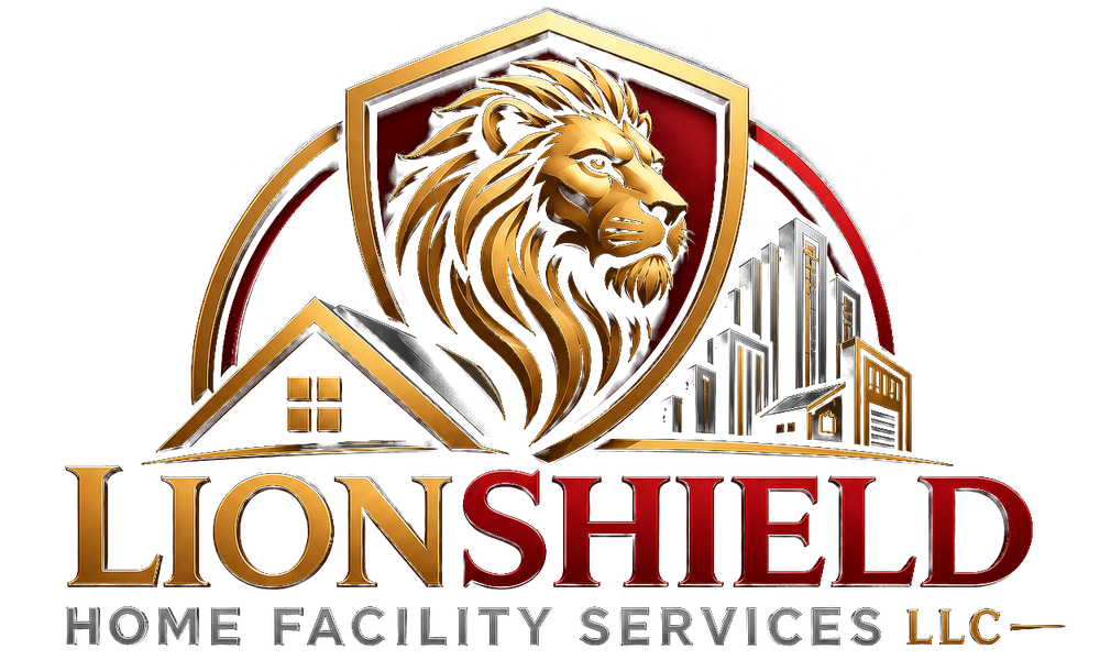 LionShield Home Facility Services — gold lion shield emblem